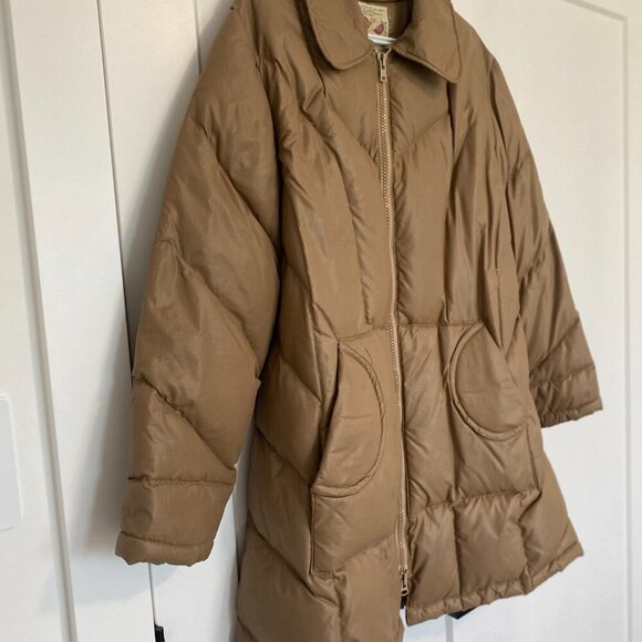 Tan‎ Puffer Long Down Jacket Insulated Coat Women's Plus SIze 18 - Picture 2 of 9